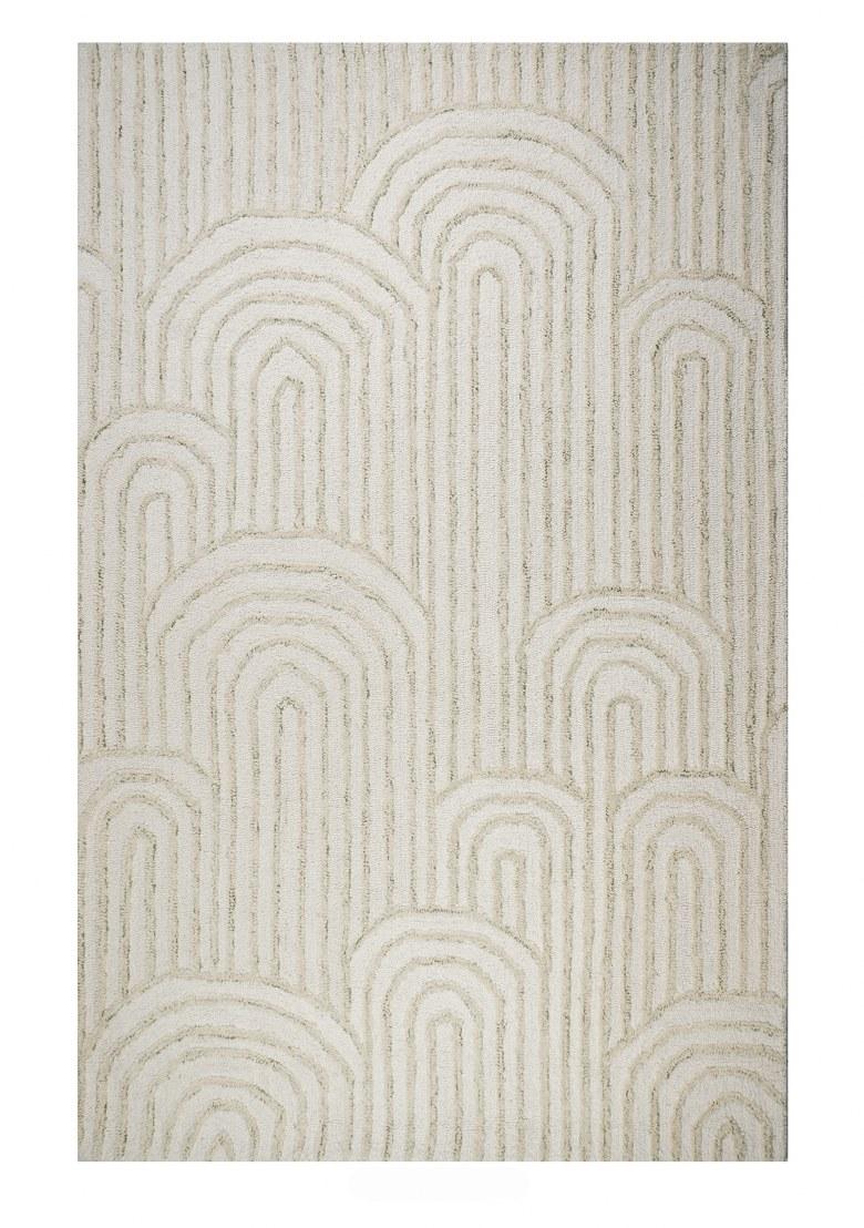 Saffron Rugs Hand Tufted Ivory Geometric Contemporary Rectangular Wool Area Rug - Indya