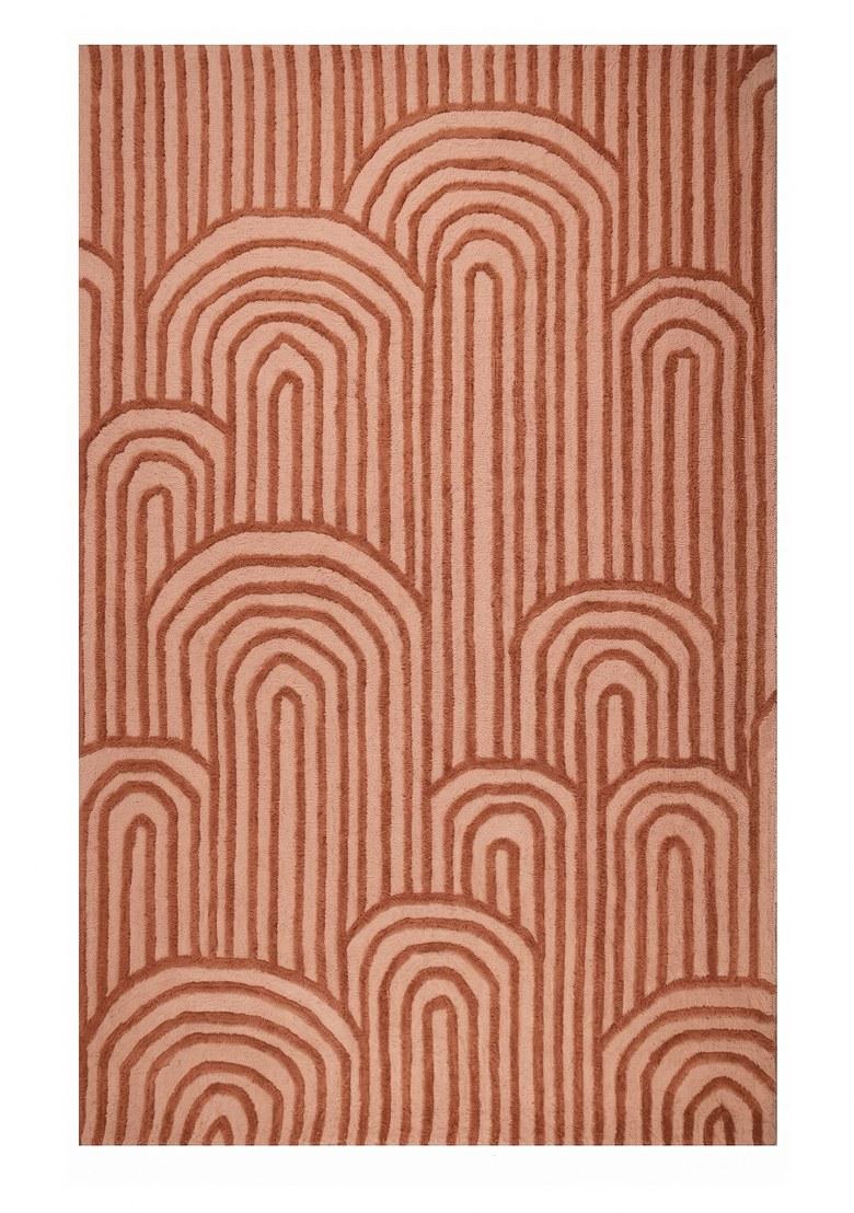 Saffron Rugs Hand Tufted Terracotta Geometric Contemporary Rectangular Wool Area Rug - Indya