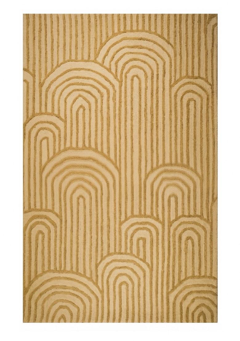Saffron Rugs Hand Tufted Gold Geometric Contemporary Rectangular Wool Area Rug - Indya