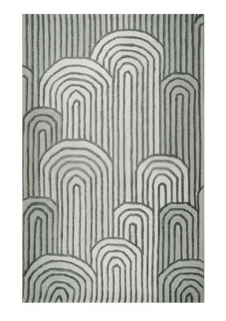 Saffron Rugs Hand Tufted Grey Geometric Contemporary Rectangular Wool Area Rug - Indya
