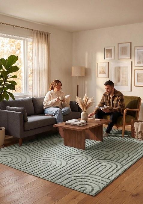 Saffron Rugs Hand Tufted Grey Geometric Contemporary Rectangular Wool Area Rug