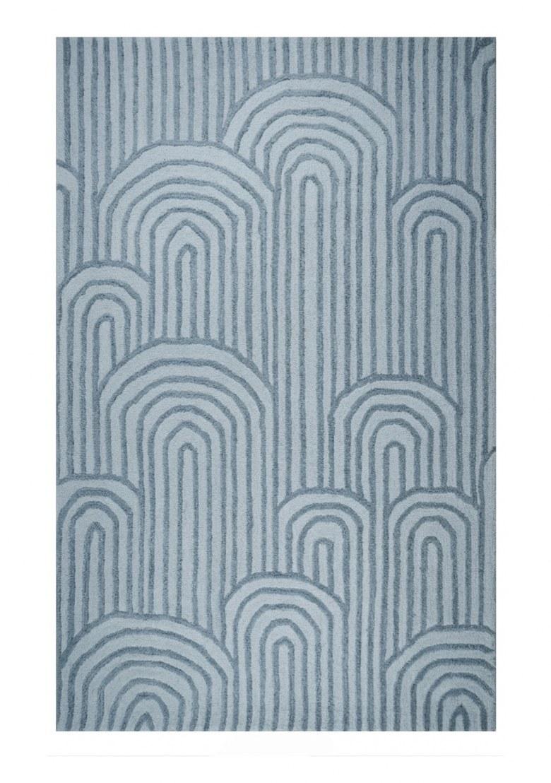 Saffron Rugs Hand Tufted Light Blue Grey Geometric Contemporary Rectangular Wool Area Rug - Indya