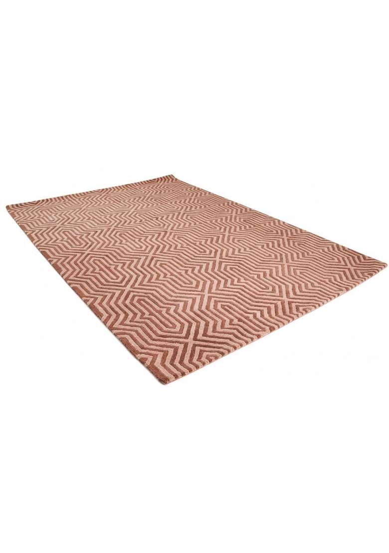 Saffron Rugs Hand-Tufted 100% Wool Area Rug | Terracotta Rectangular Rug | Cotton Backing | Contemporary Geometric Home Decor Carpet for Living Room - Indya