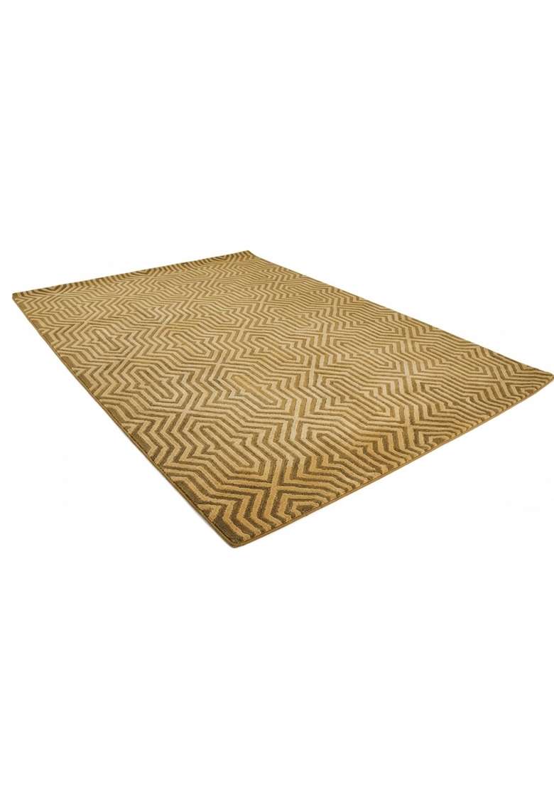 Saffron Rugs Hand-Tufted 100% Wool Area Rug | Golden Yellow Rectangular Rug | Cotton Backing | Contemporary Geometric Home Decor Carpet for Living Room - Indya