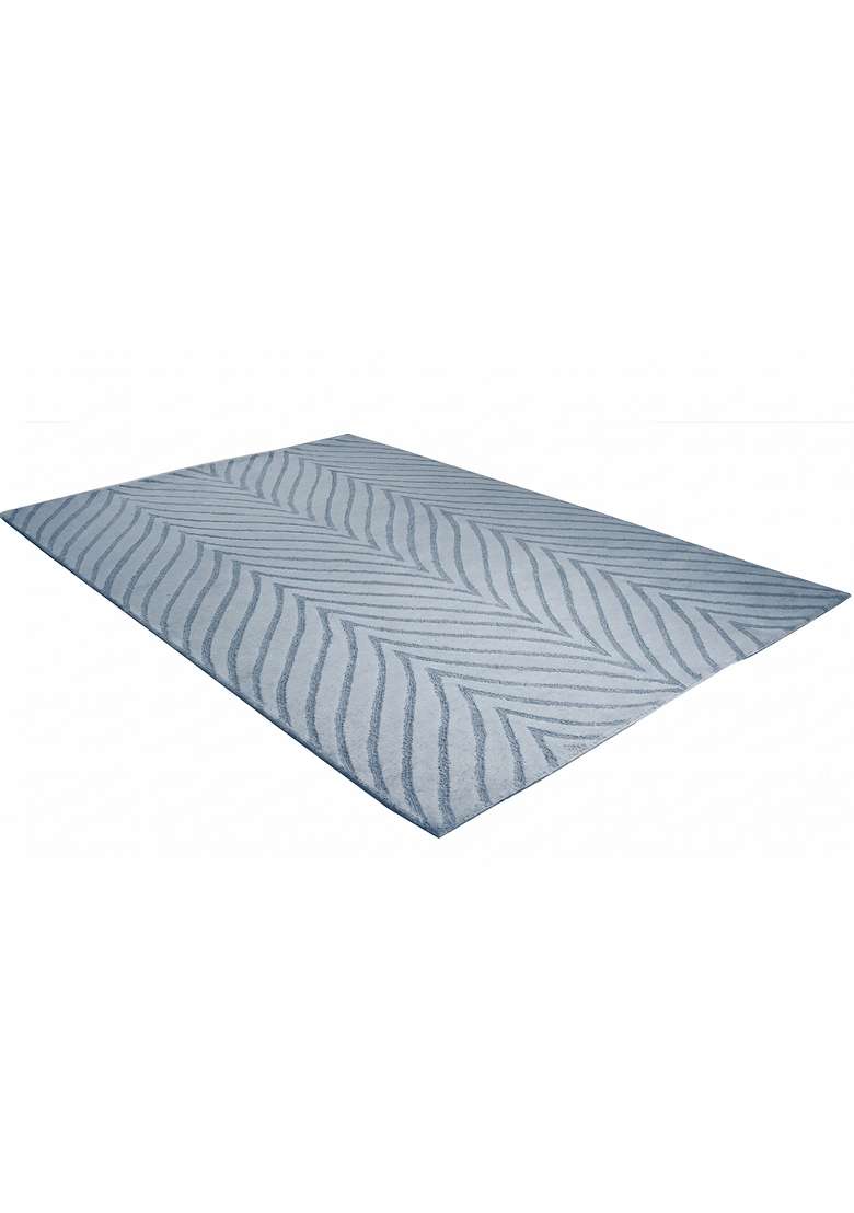 Saffron Rugs Hand-Tufted 100% Wool Area Rug | Light Blue Grey Rectangular Rug | Cotton Backing | Contemporary Chevron Home Decor Carpet for Bedroom - Indya