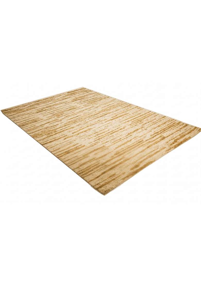Saffron Rugs Hand-Tufted 100% Wool Area Rug | Golden Beige Rectangular Rug | Cotton Backing | Contemporary Striped Home Decor Carpet for Living Room - Indya