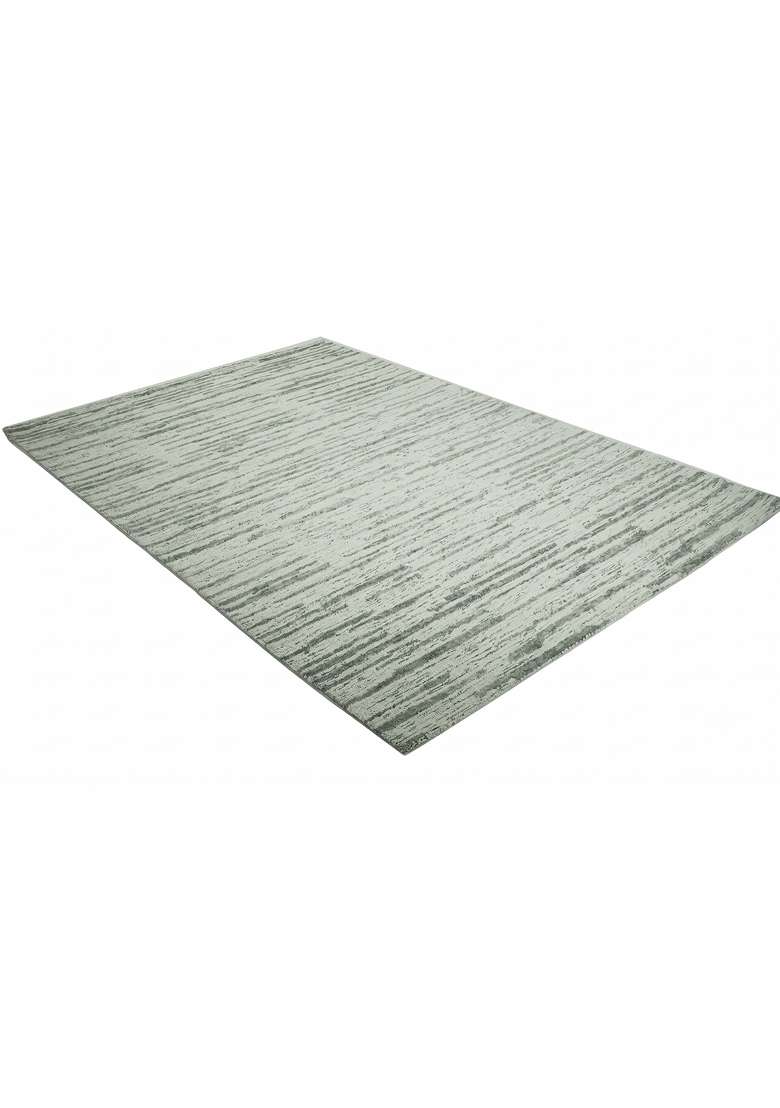 Saffron Rugs Hand-Tufted 100% Wool Area Rug | Sage Green Grey Rectangular Rug | Cotton Backing | Contemporary Striped Home Decor Carpet for Living Room - Indya