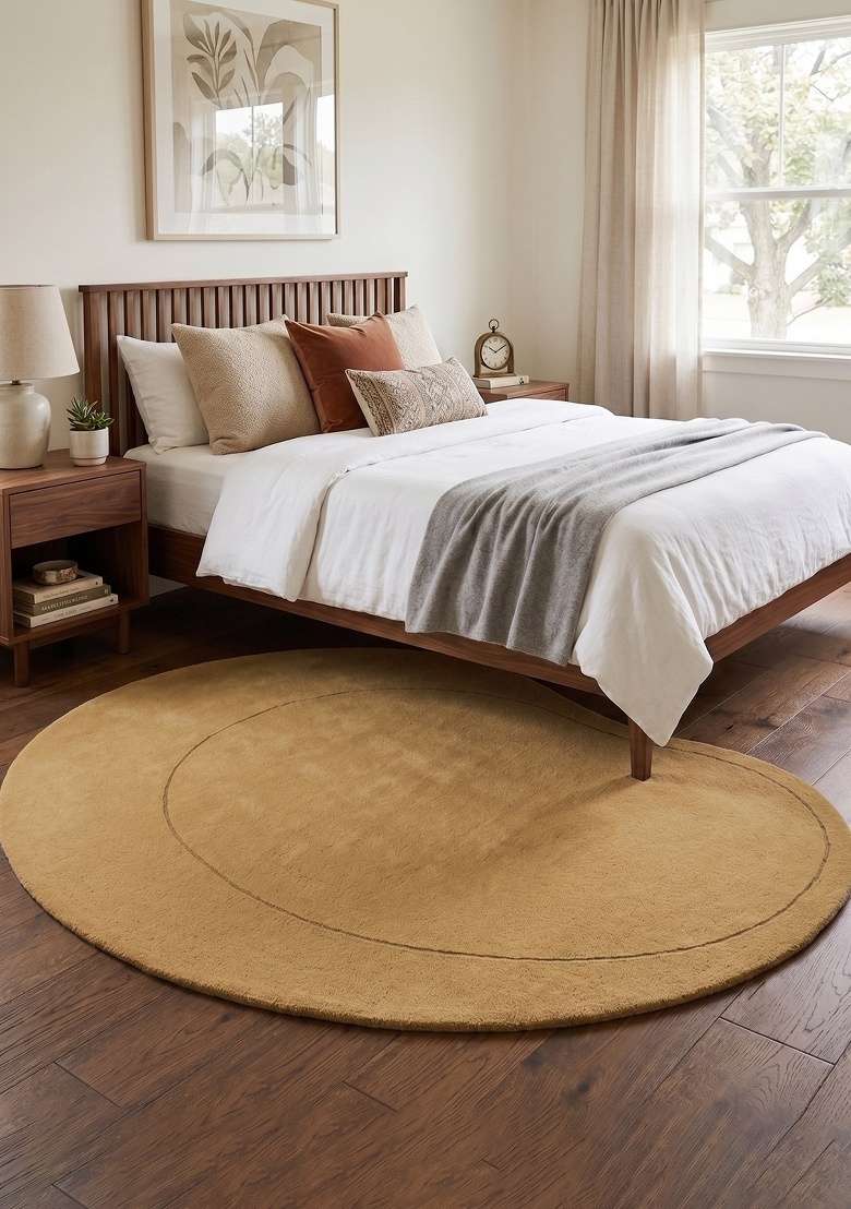 Saffron Rugs Hand-Tufted 100% Wool Area Rug | Mustard Yellow Oblong Rug | Cotton Backing | Contemporary Solid Home Decor Carpet for Living Room - Indya