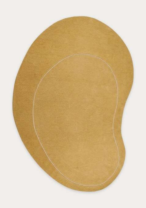 100% Wool Handmade Mustard Yellow Rug | Contemporary Solid Oblong Carpet With Cotton Backing For Living Room