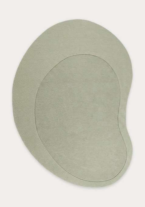 100% Wool Handmade Sage Green Rug | Contemporary Solid Oblong Carpet With Cotton Backing For Living Room