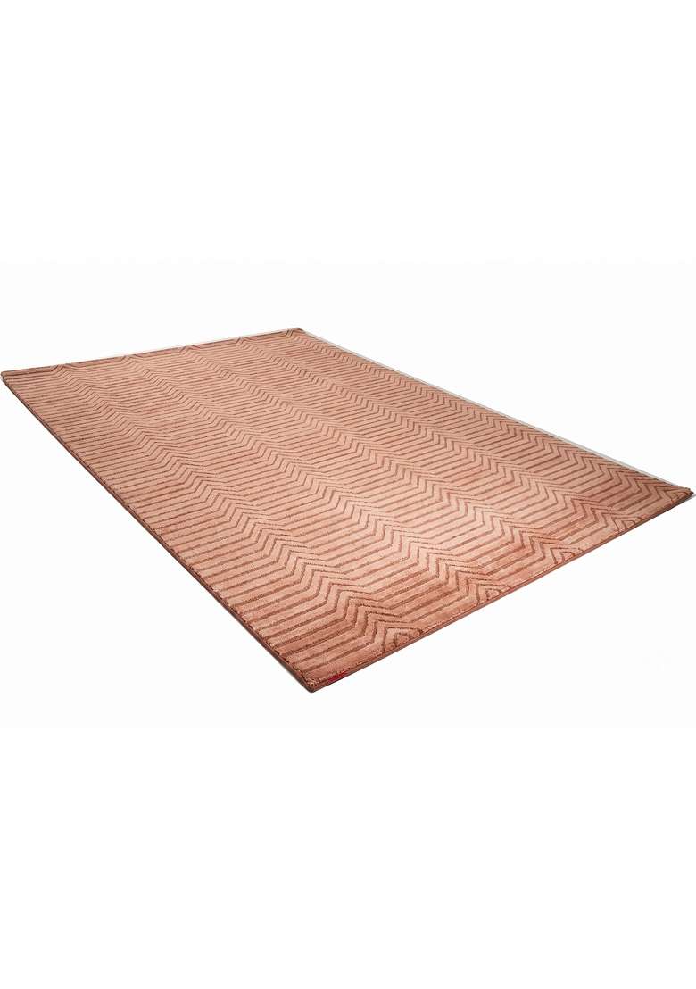Saffron Rugs Hand-Tufted 100% Wool Area Rug | Terracotta Rectangular Rug | Cotton Backing | Contemporary Chevron Home Decor Carpet for Living Room - Indya