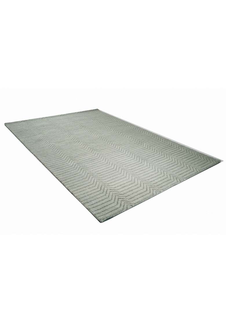 Saffron Rugs Hand-Tufted 100% Wool Area Rug | Sage Green Grey Rectangular Rug | Cotton Backing | Contemporary Chevron Home Decor Carpet for Living Room - Indya