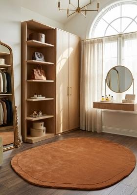 Saffron Rugs Hand Tufted Terracotta Solid Contemporary Oval Wool Area Rug