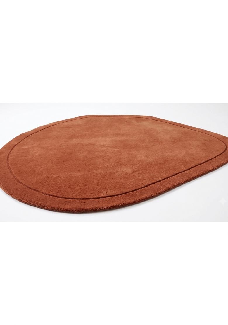 Saffron Rugs Hand Tufted Orange Solid Contemporary Oval Wool Area Rug - Indya
