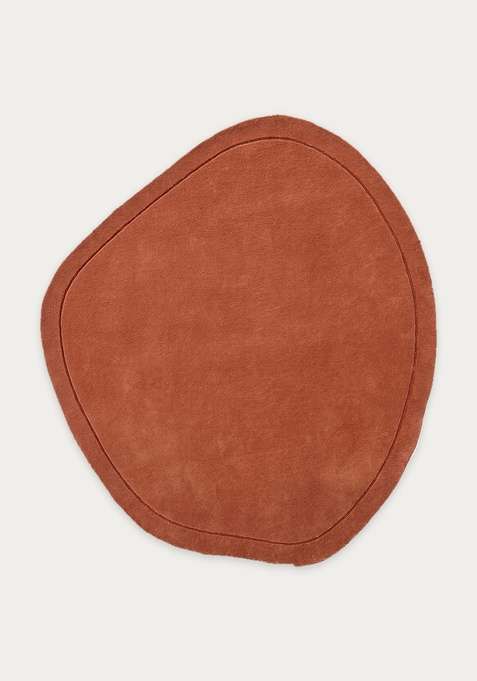 100% Wool Handmade Orange Rug | Contemporary Solid Oval Carpet With Cotton Backing For Living Room