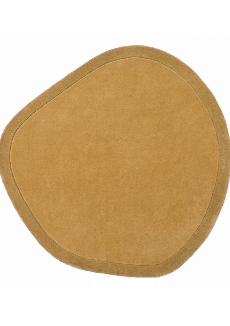 Saffron Rugs Hand Tufted Mustard Gold Solid Contemporary Oval Wool Area Rug - Indya