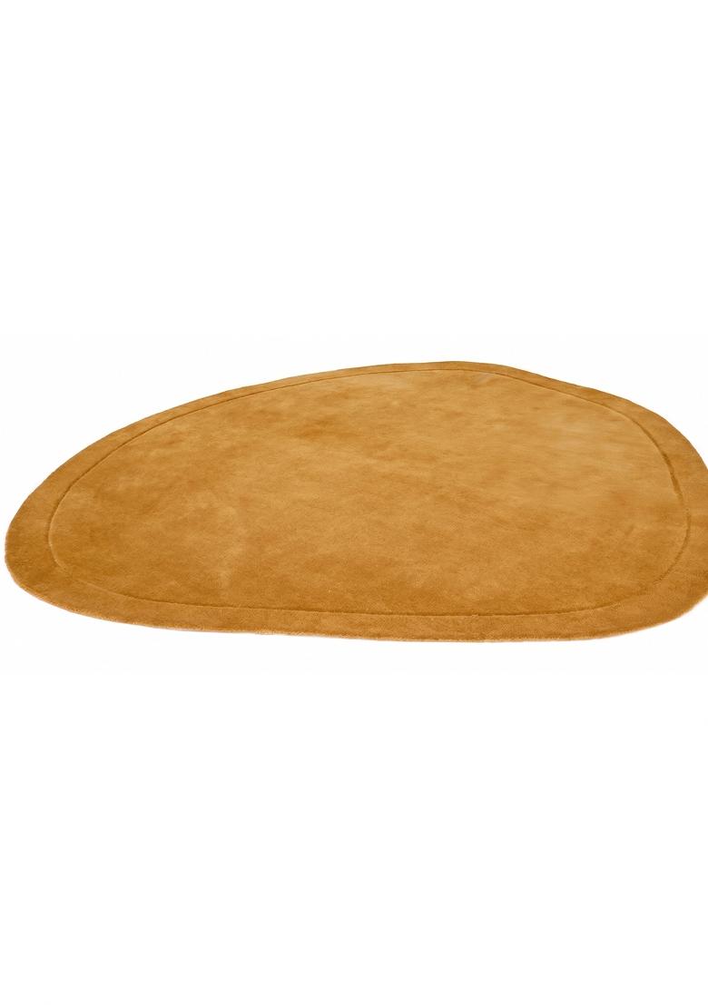 Saffron Rugs Hand Tufted Mustard Gold Solid Contemporary Oval Wool Area Rug - Indya