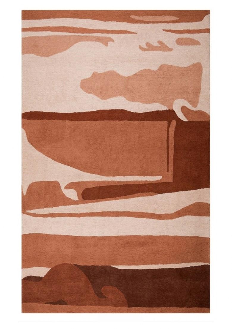Saffron Rugs Hand Tufted Terracotta Brown Geometric Contemporary Rectangular Wool Area Rug - Indya