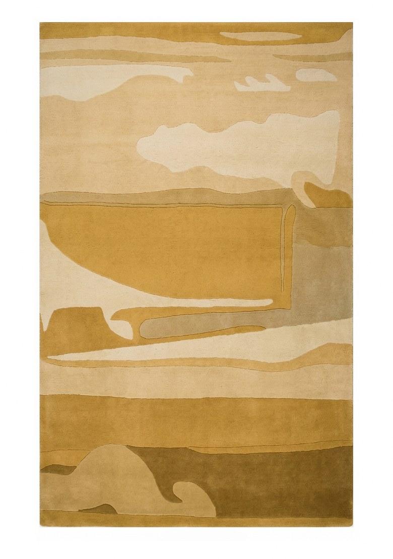 Saffron Rugs Hand Tufted Golden Tan Geometric Contemporary Rectangular Wool Area Rug - Indya