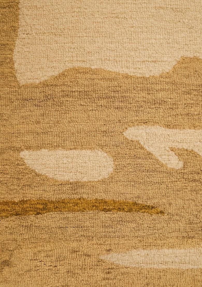 Saffron Rugs Hand Tufted Golden Tan Geometric Contemporary Rectangular Wool Area Rug - Indya