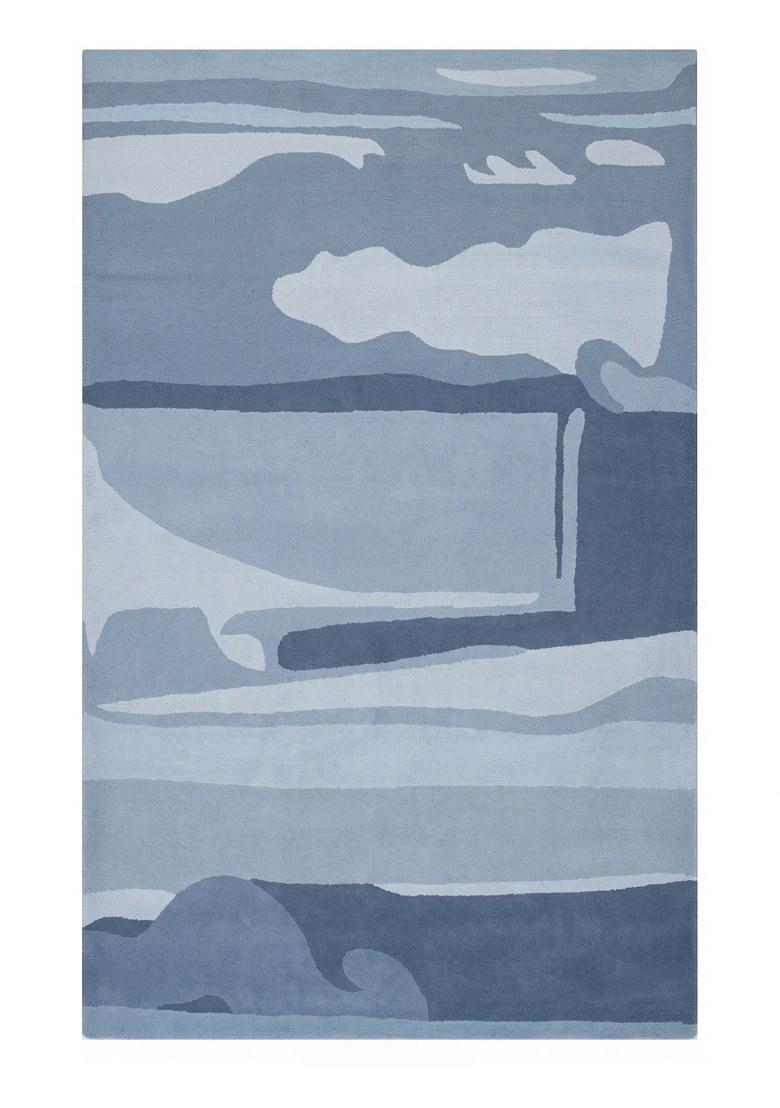 Saffron Rugs Hand Tufted Steel Blue Geometric Contemporary Rectangular Wool Area Rug - Indya