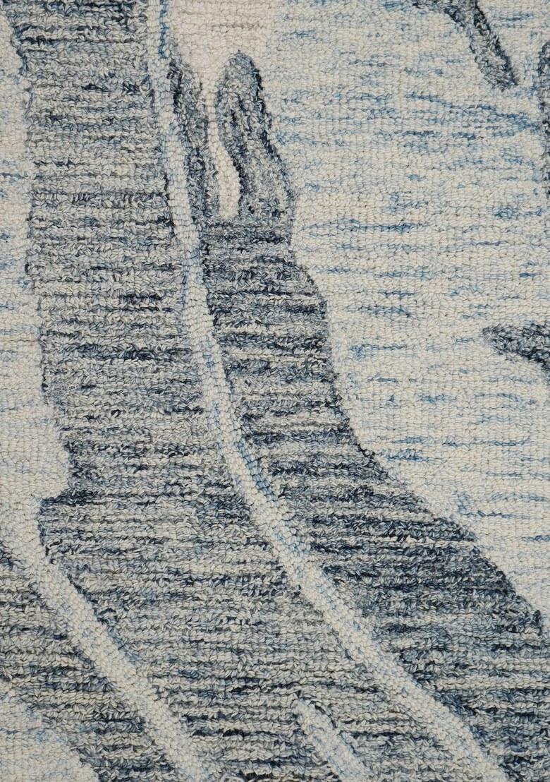 Saffron Rugs Hand Tufted Blue and Cream Marble Contemporary Rectangular Wool Area Rug - Indya