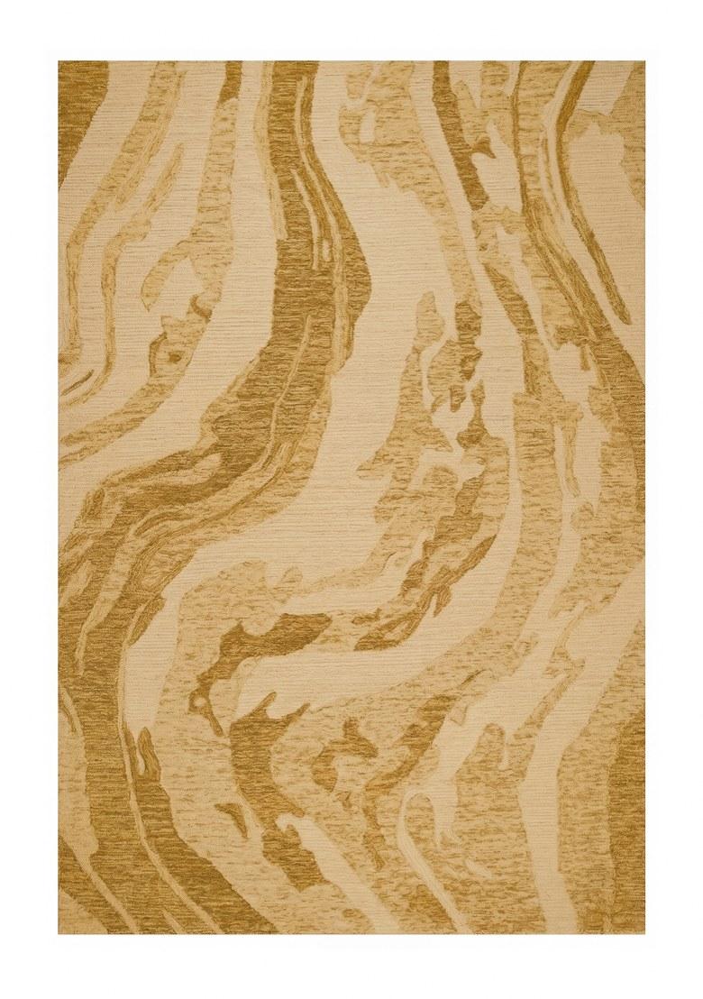 Saffron Rugs Hand Tufted Golden Beige Marble Contemporary Rectangular Wool Area Rug - Indya