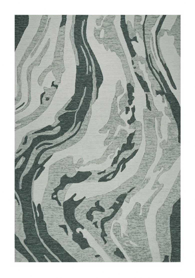 Saffron Rugs Hand Tufted Sage Green Marble Contemporary Rectangular Wool Area Rug - Indya