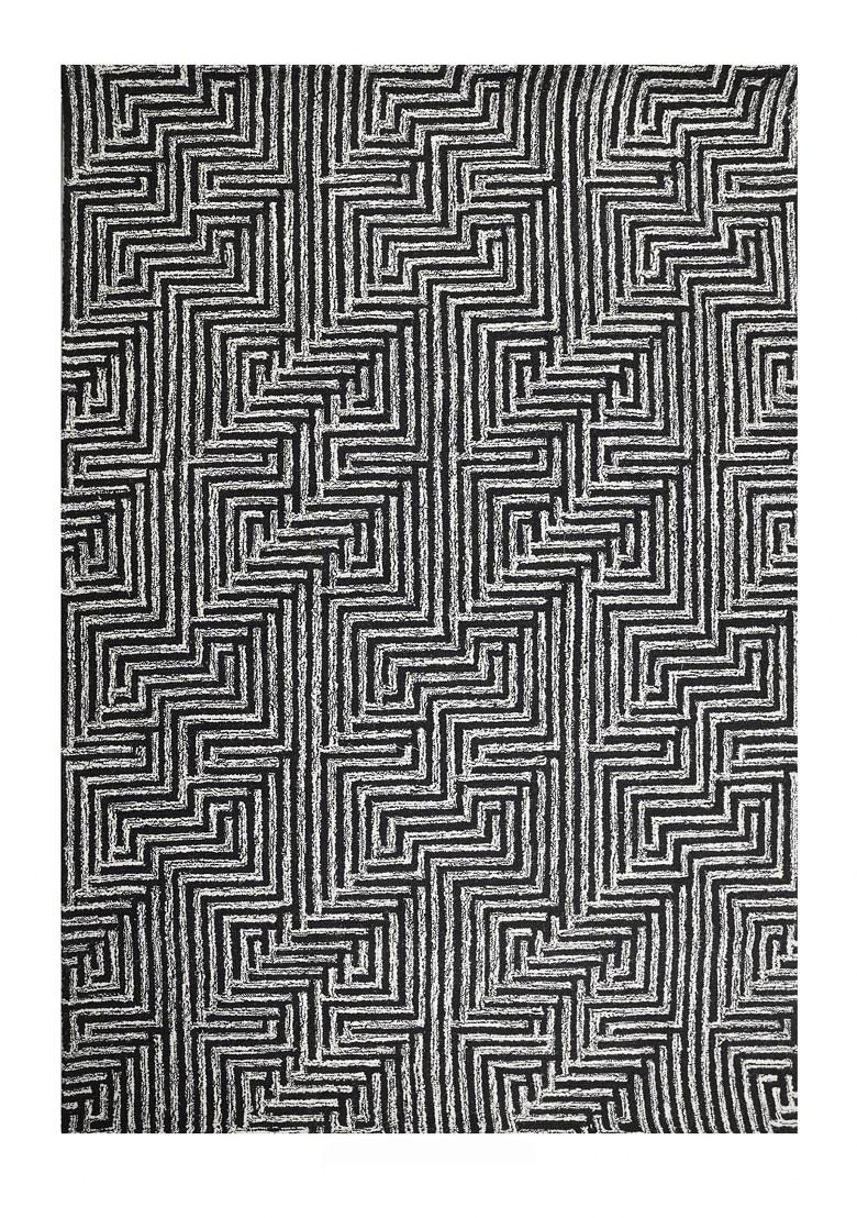 Saffron Rugs Hand Tufted Charcoal Geometric Modern Rectangular Wool Area Rug - Indya