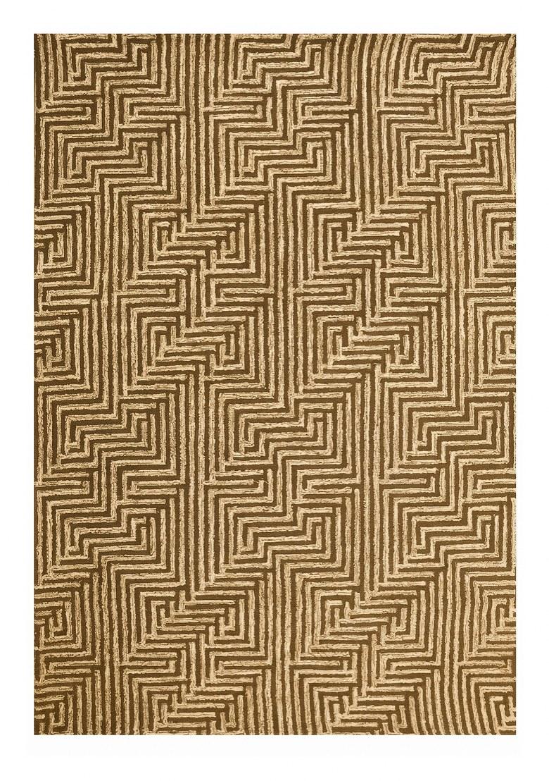 Saffron Rugs Hand Tufted Gold Geometric Modern Rectangular Wool Area Rug - Indya