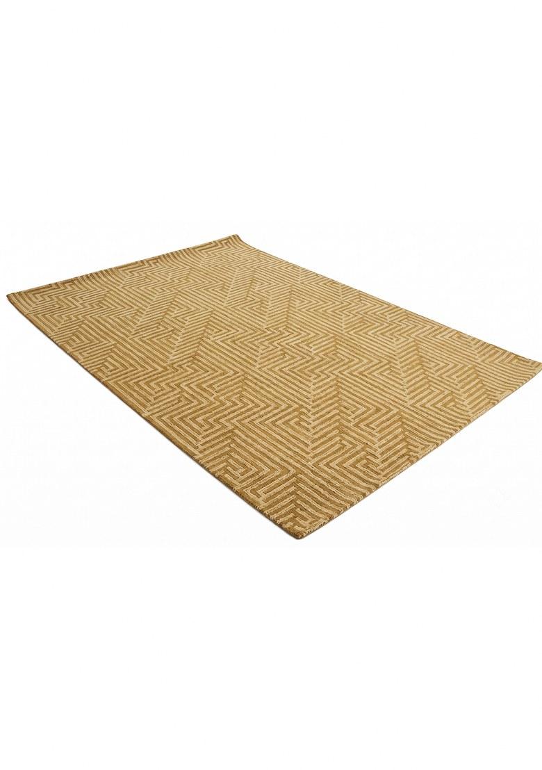 Saffron Rugs Hand Tufted Gold Geometric Modern Rectangular Wool Area Rug - Indya