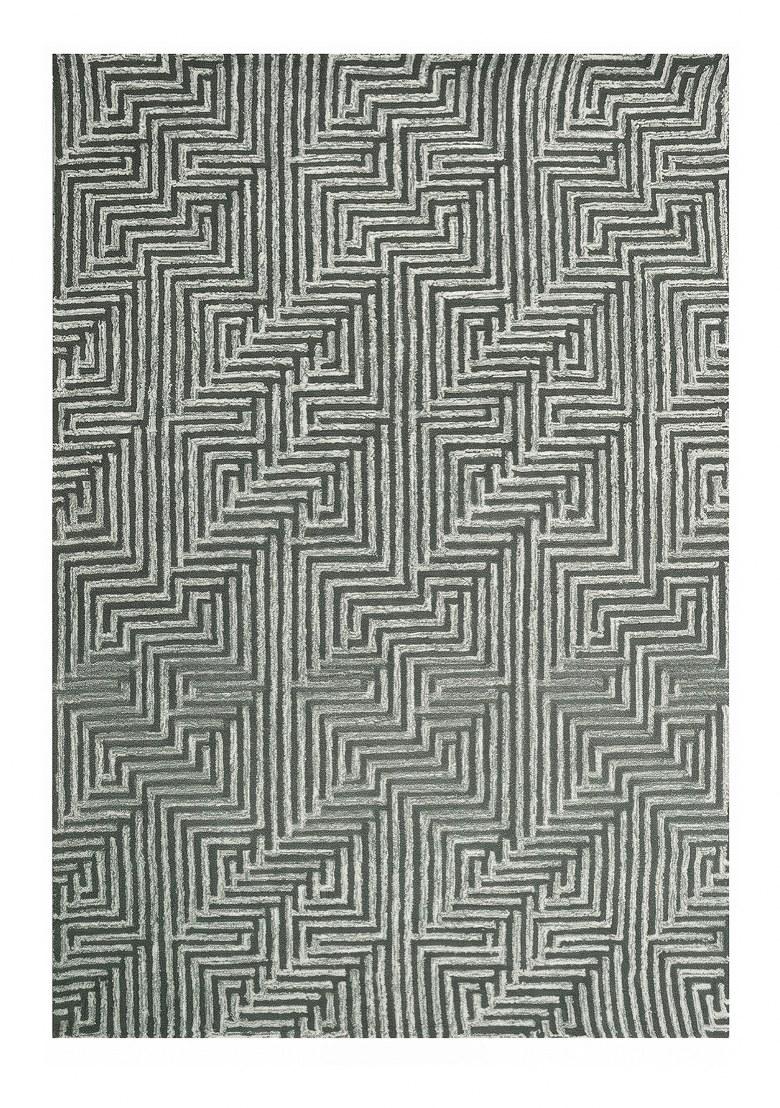 Saffron Rugs Hand Tufted Grey Geometric Modern Rectangular Wool Area Rug - Indya