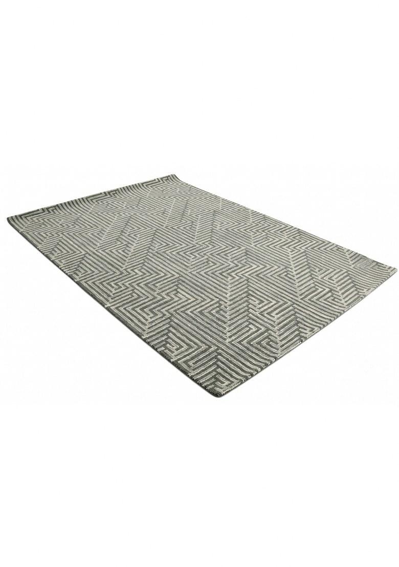 Saffron Rugs Hand Tufted Grey Geometric Modern Rectangular Wool Area Rug - Indya