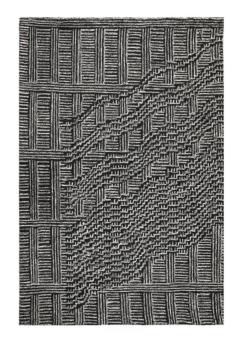 Saffron Rugs Hand Tufted Charcoal Grey Geometric Contemporary Rectangular Wool Area Rug - Indya