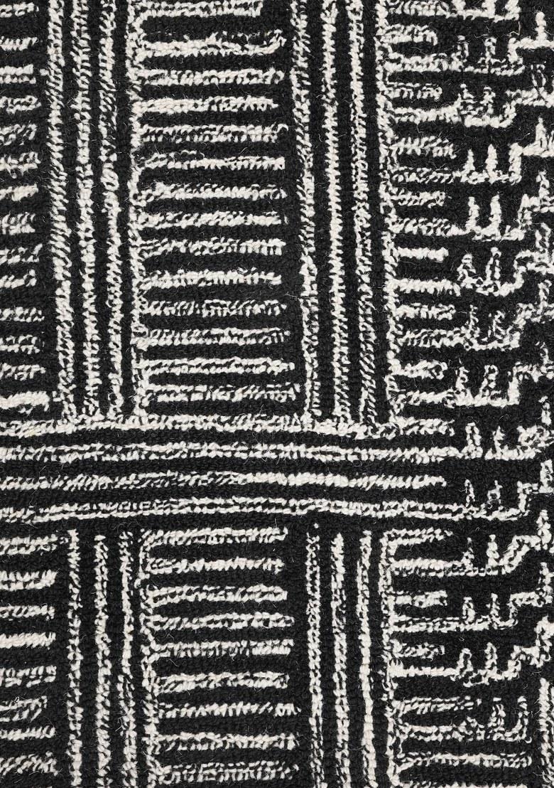 Saffron Rugs Hand Tufted Charcoal Grey Geometric Contemporary Rectangular Wool Area Rug - Indya