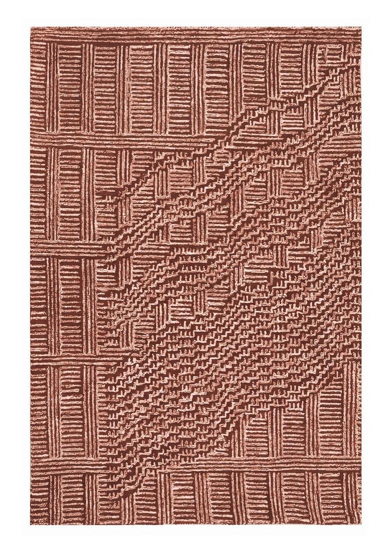 Saffron Rugs Hand Tufted Terracotta Geometric Contemporary Rectangular Wool Area Rug - Indya