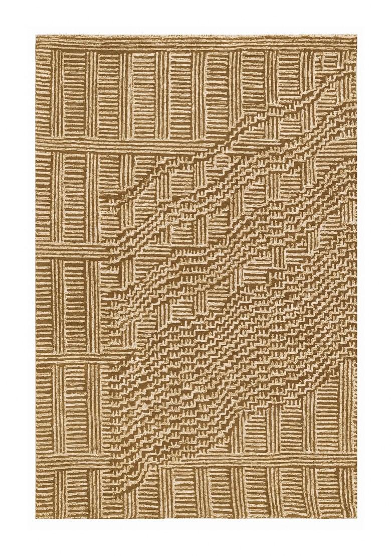 Saffron Rugs Hand Tufted Tan Geometric Contemporary Rectangular Wool Area Rug - Indya