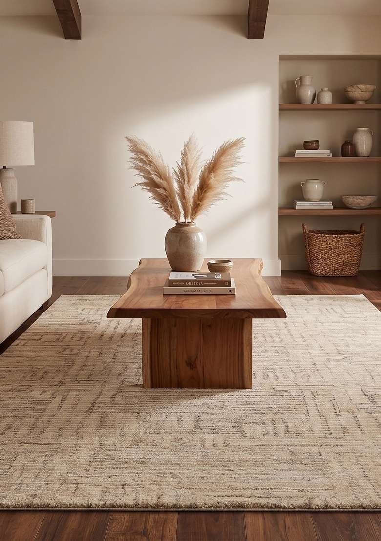 Saffron Rugs Hand-Tufted 100% Wool Area Rug | Beige Rectangular Rug | Cotton Backing | Contemporary Geometric Home Decor Carpet for Living Room - Indya