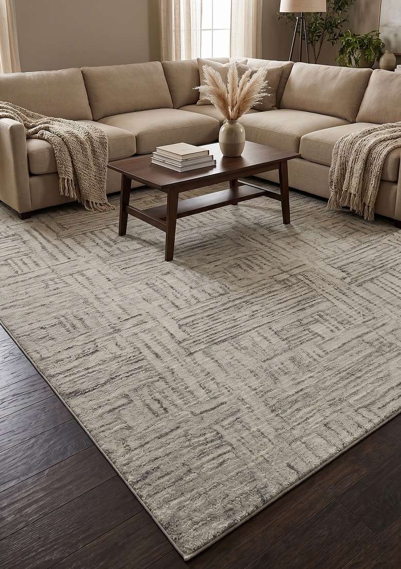 Saffron Rugs Hand-Tufted 100% Wool Area Rug | Sage Green Grey Rectangular Rug | Cotton Backing | Contemporary Geometric Home Decor Carpet for Living Room - Indya