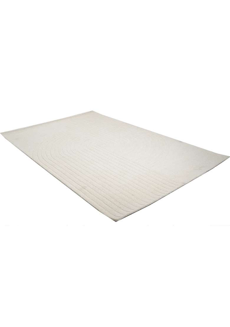 Saffron Rugs Hand-Tufted 100% Wool Area Rug | Ivory Rectangular Rug | Cotton Backing | Contemporary Geometric Home Decor Carpet for Bedroom - Indya