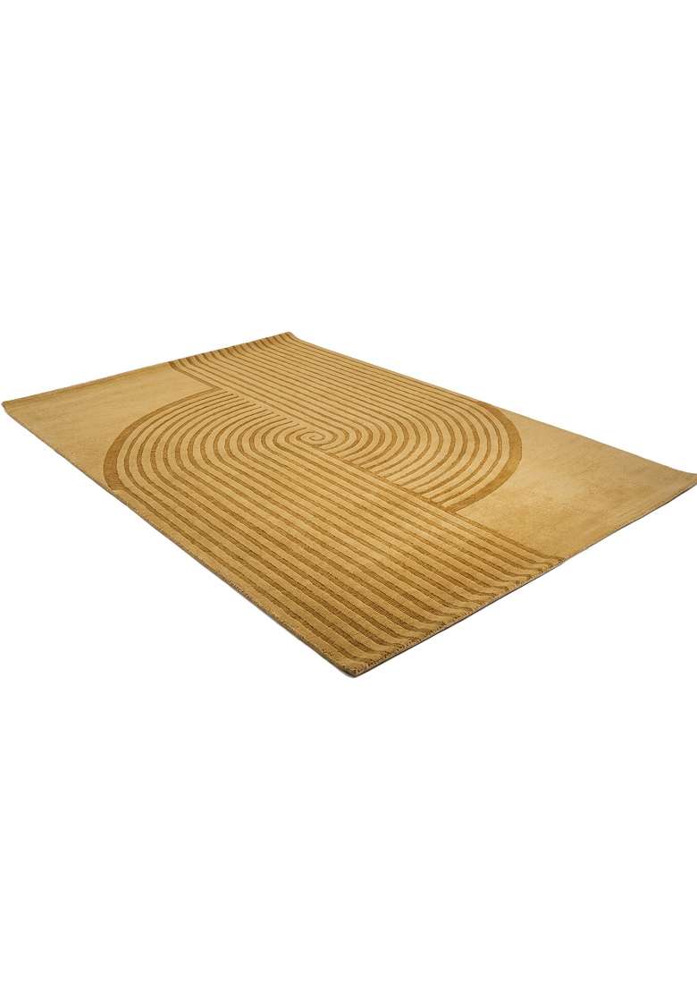 Saffron Rugs Hand-Tufted 100% Wool Area Rug | Golden Yellow Rectangular Rug | Cotton Backing | Contemporary Geometric Home Decor Carpet for Bedroom - Indya