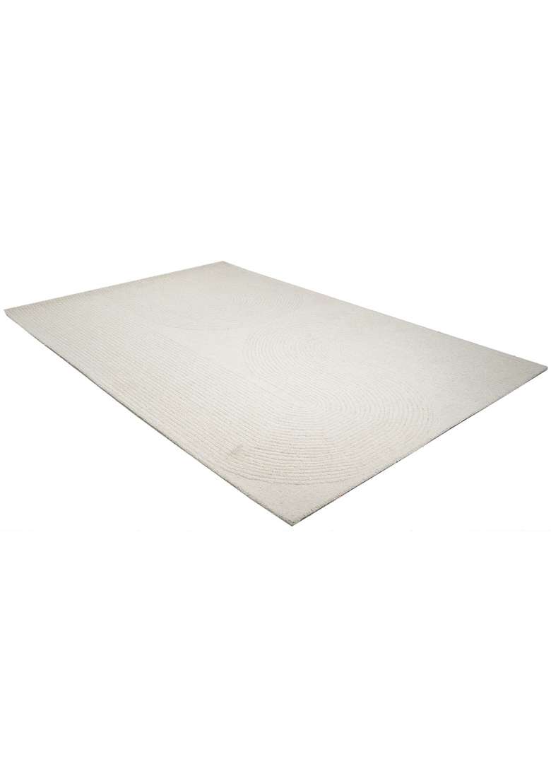 Saffron Rugs Hand-Tufted 100% Wool Area Rug | Ivory Cream Rectangular Rug | Cotton Backing | Modern Geometric Home Decor Carpet for Living Room - Indya
