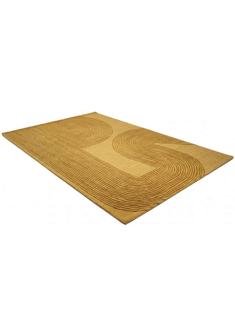 Saffron Rugs Hand-Tufted 100% Wool Area Rug | Mustard Yellow Rectangular Rug | Cotton Backing | Modern Geometric Home Decor Carpet for Living Room - Indya