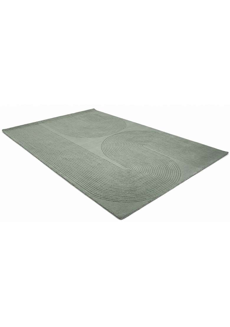 Saffron Rugs Hand-Tufted 100% Wool Area Rug | Sage Green Rectangular Rug | Cotton Backing | Modern Geometric Home Decor Carpet for Living Room - Indya