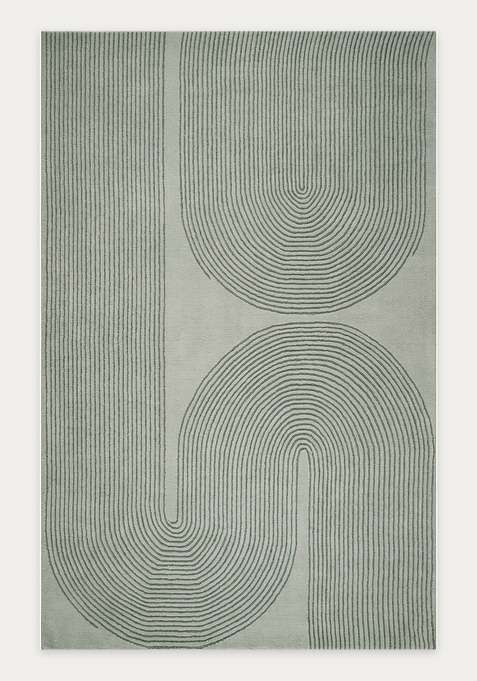 100% Wool Handmade Sage Green Rug | Modern Geometric Carpet With Cotton Backing For Living Room