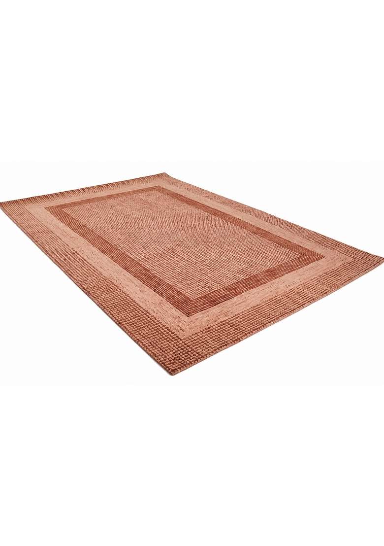 Saffron Rugs Hand-Tufted 100% Wool Area Rug | Terracotta Rectangular Rug | Cotton Backing | Transitional Geometric Home Decor Carpet for Living Room - Indya