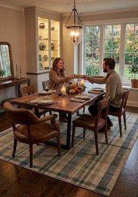 Saffron Rugs Hand Tufted Beige Plaid Transitional Rectangular Wool Area Rug