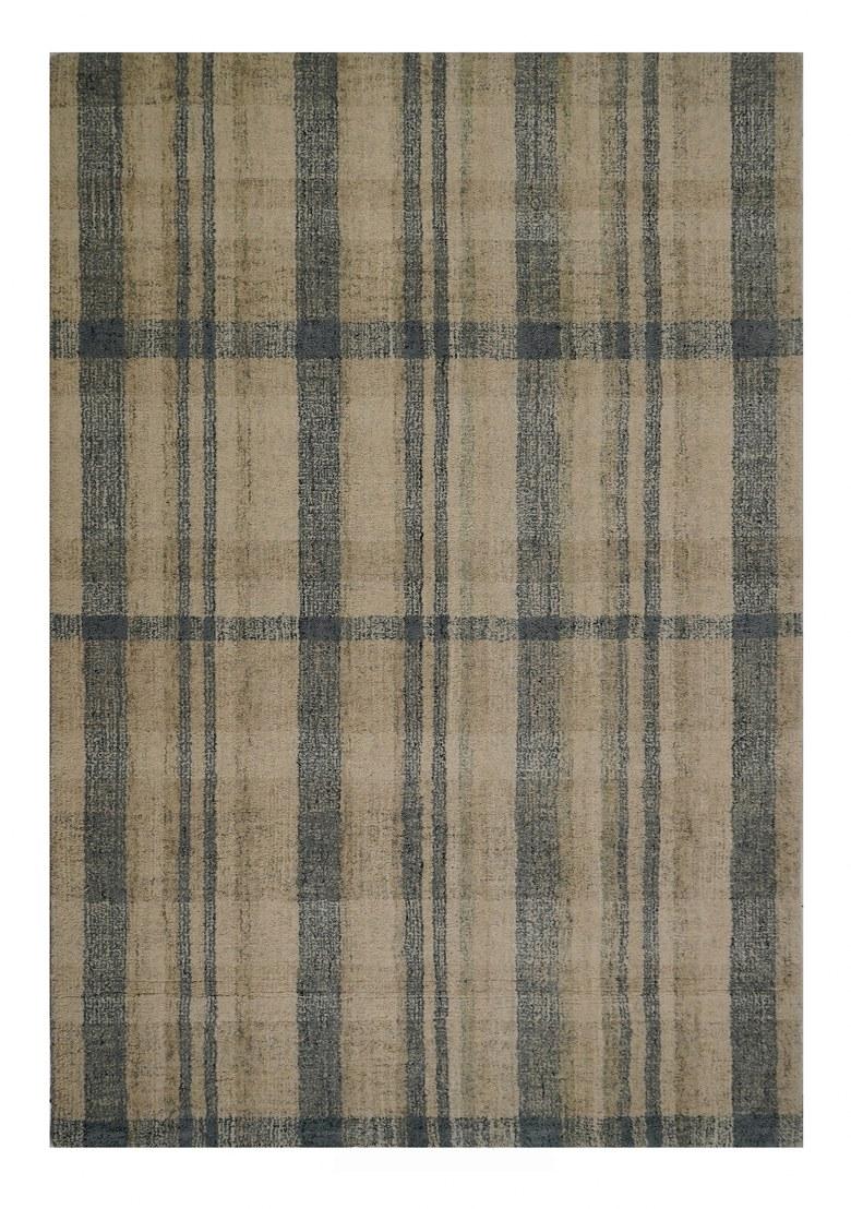 Saffron Rugs Hand Tufted Beige Plaid Transitional Rectangular Wool Area Rug - Indya