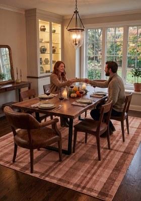 Saffron Rugs Hand Tufted Terracotta Plaid Transitional Rectangular Wool Area Rug