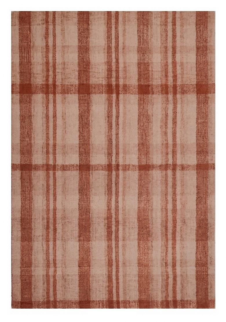 Saffron Rugs Hand Tufted Terracotta Plaid Transitional Rectangular Wool Area Rug - Indya